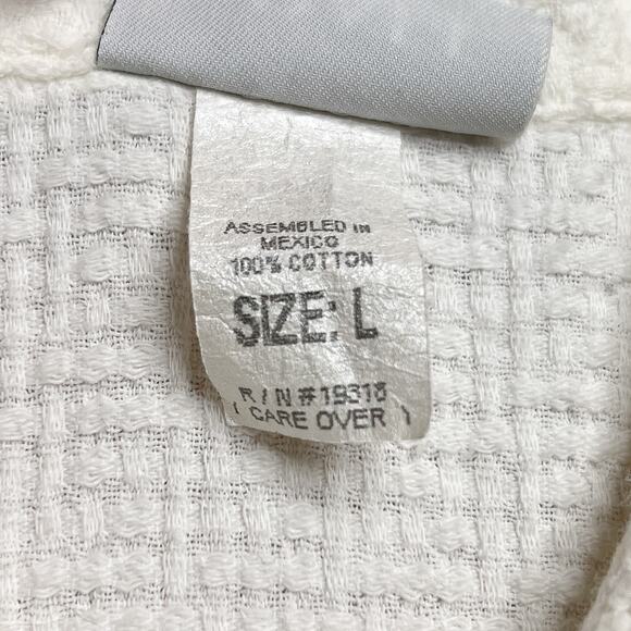 Graff Vintage Hand Painted Beach Button Up Shirt White Textured 3/4 Sleeve Boho - Picture 8 of 10